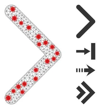Polygonal Mesh Direction Right Icon with Pathogen Elements 스톡 일러스트