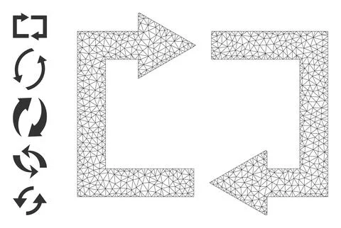 Polygonal Mesh Exchange Arrows Icon with Simple Symbols Illustrazione stock