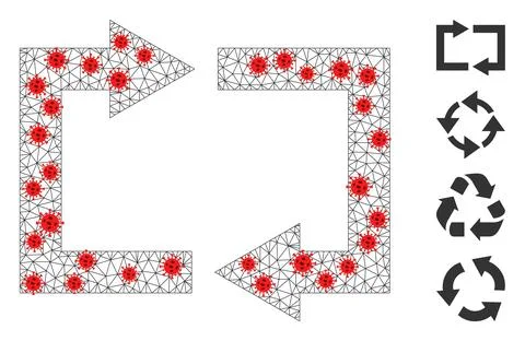 Polygonal Mesh Exchange Arrows Icon with Infection Centers Stock Illustration