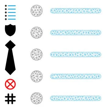 Polygonal Mesh Items Icon with Simple Glyphs 库存插图