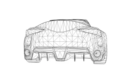 The polygonal mesh model of the concept car of the future. Stock Footage
