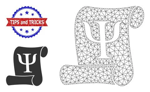 Polygonal Mesh Neuro-Linguistic Programming Icon and Scratched Bicolor Tips and 库存插图