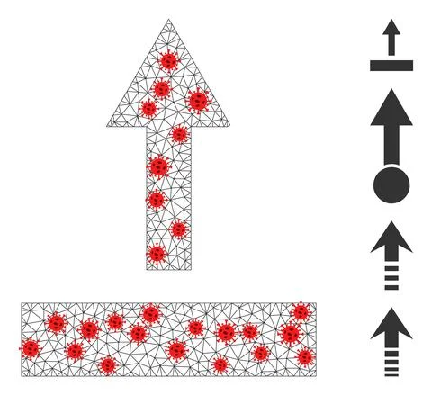 Polygonal Mesh Pull Up Icon with Covid Items 스톡 일러스트