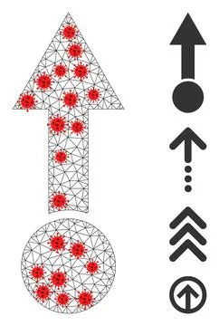 Polygonal Mesh Pull Up Icon with Pathogen Centers Stock Illustration