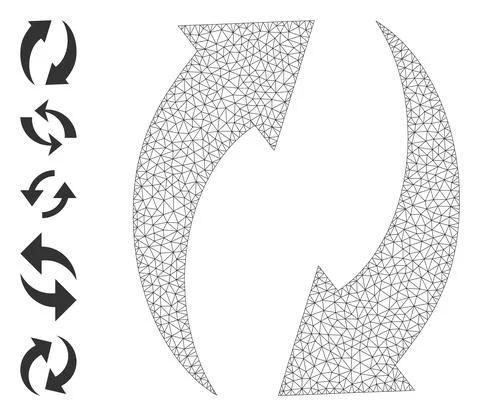 Polygonal Mesh Refresh Icon with Simple Pictograms Stock Illustration