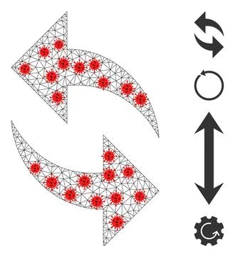 Polygonal Mesh Refresh Pictogram with Coronavirus Items Stock Illustration
