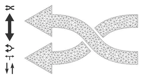 Polygonal Mesh Shuffle Arrows Left Icon with Simple Symbols Illustrazione stock