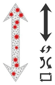 Polygonal Mesh Vertical Flip Icon with Infectious Centers Illustrazione stock