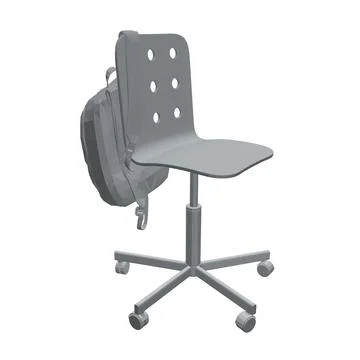 Polygonal model of a backpack hanging on a chair isolated on a white background. Stockillustratie