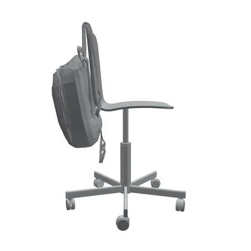 Polygonal model of a backpack hanging on a chair isolated on a white background. Stockillustratie