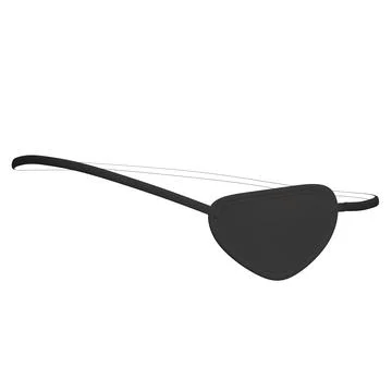 Polygonal model of black human eye patch isolated on white background. Pirate Ilustración de archivo