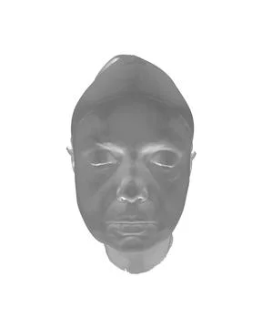 Polygonal model of the head of an elderly woman. Face with closed eyes. 3D. Stock Illustration