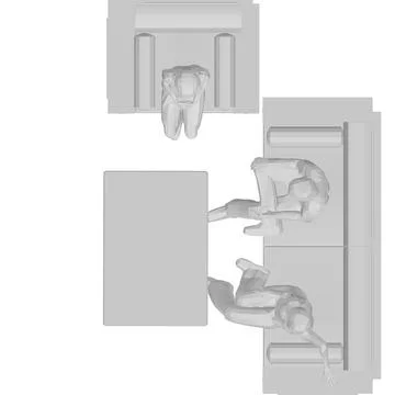 Polygonal model of people sitting on sofa and chair at table. Top view. Vector Stockillustratie