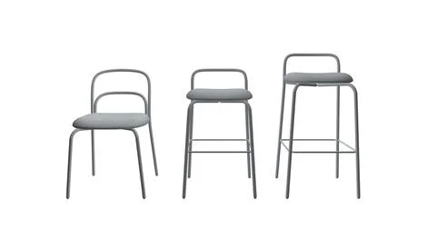 Polygonal model Vector illustration Bar stool icons set. Chair bench. Club イラスト素材