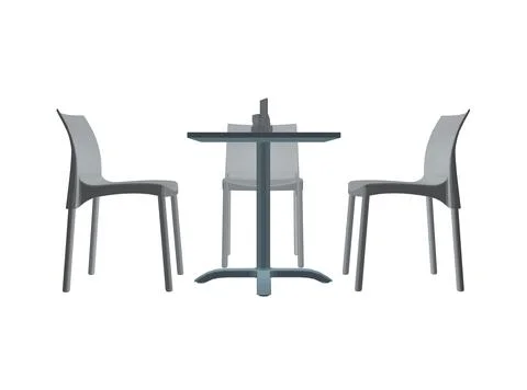 Polygonal Modern round table with chairs. Vector illustration. Vector art Stock Illustration
