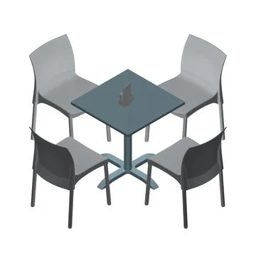 Polygonal Modern round table with chairs. Vector illustration. Vector art Stock Illustration