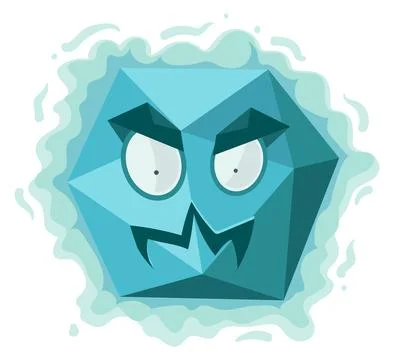 Polygonal monster face. Cartoon evil creature head Stock Illustration