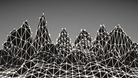 Polygonal Mosaic Background. Low poly mountains landscape Stock Illustration