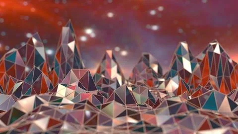 Polygonal Mosaic Background. Low poly mountains landscape Low poly mountai... Foto stock