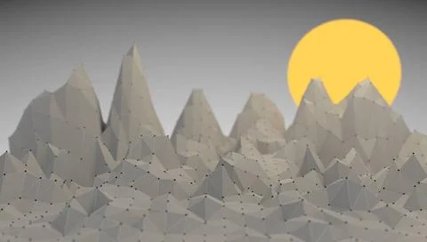Polygonal Mosaic Background. Low poly mountains landscape Low poly mountai... Foto stock
