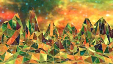 Polygonal Mosaic Background. Low poly mountains landscape Low poly mountai... 스톡 사진