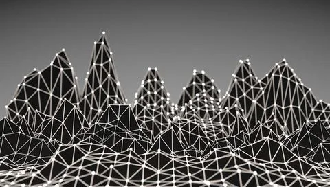 Polygonal Mosaic Background. Low poly mountains landscape Low poly mountai... 스톡 사진