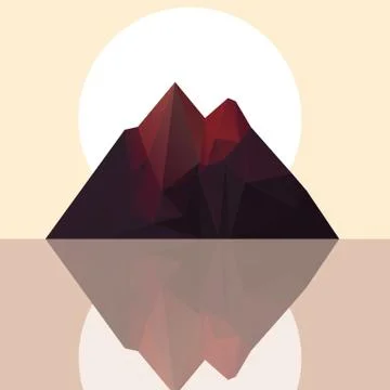 Polygonal mountain with Reflection - Vector Illustration Stock Illustration