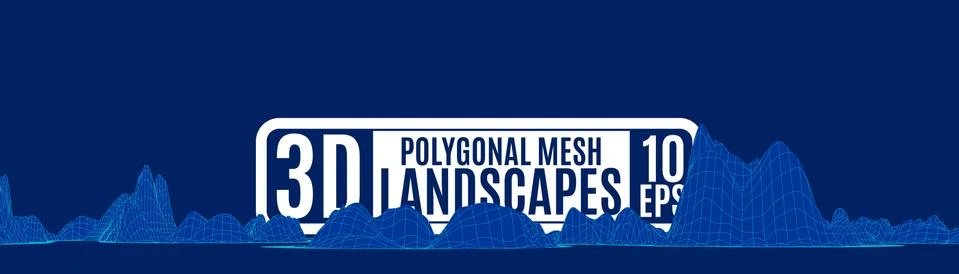 Polygonal mountains blue of mesh computer style Illustrazione stock