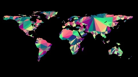 Polygonal Multicolored Earth Map Stock Footage 102719421