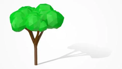 Polygonal nature tree. Stylized low poly design 3d vector element. Stock Illustration
