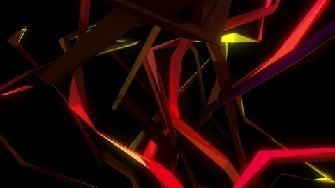 Polygonal Neon Lights Structure Stock Footage 72611058