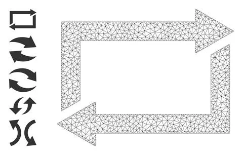 Polygonal Net Exchange Arrows Icon with Simple Glyphs 스톡 일러스트