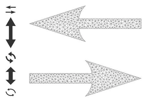 Polygonal Net Horizontal Exchange Arrows Icon with Simple Glyphs Illustrazione stock