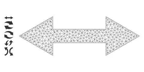 Polygonal Net Horizontal Flip Icon with Simple Symbols Illustrazione stock