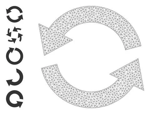 Polygonal Net Refresh Icon with Simple Pictograms Illustrazione stock