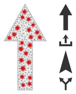 Polygonal Network Arrow Up Icon with Infectious Nodes イラスト素材