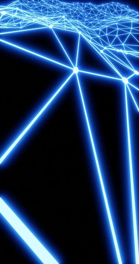 Polygonal network based on plexus-like connected triangles in three-dimensional  Stock Footage 233641457