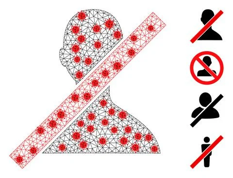 Polygonal Network Closed User Pictogram with Pathogen Items Stock Illustration