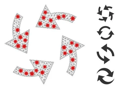Polygonal Network Cyclone Arrows Pictogram with Infection Nodes Illustrazione stock