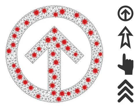 Polygonal Network Direction Up Pictogram with Pathogen Elements Illustrazione stock