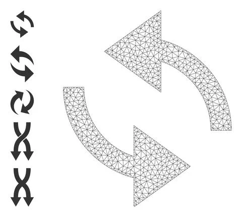 Polygonal Network Exchange Arrows Icon with Simple Glyphs Illustrazione stock