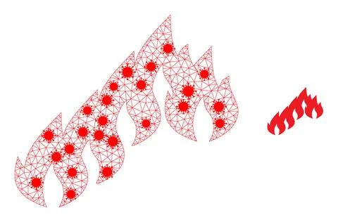 Polygonal Network Firewall Pictogram with Virus Elements Ilustración de archivo