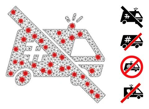 Polygonal Network Forbidden Jail Car Pictogram with Infection Elements Illustrazione stock