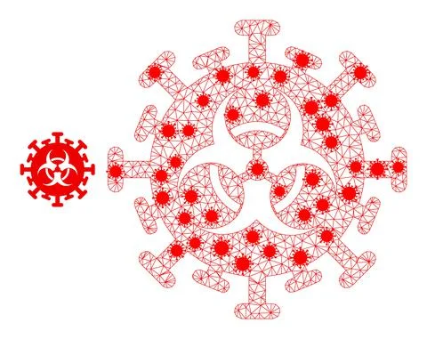 Polygonal Network Hazard Virus Icon with Infection Elements Ilustración de archivo
