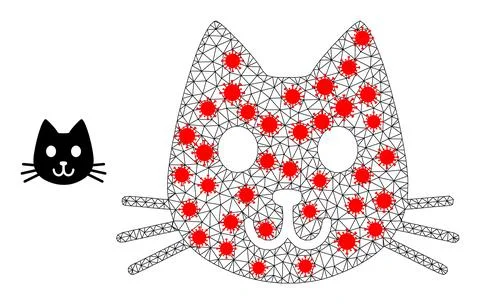 Polygonal Network Kitty Had Icon with Infectious Centers Stock Illustration