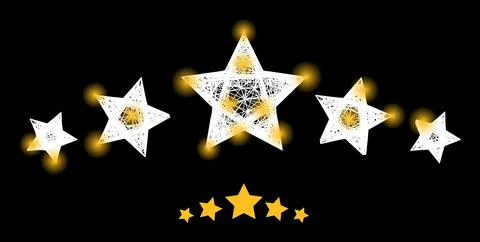 Polygonal Network Mesh 5 Star Rating with Magic Stock Illustration