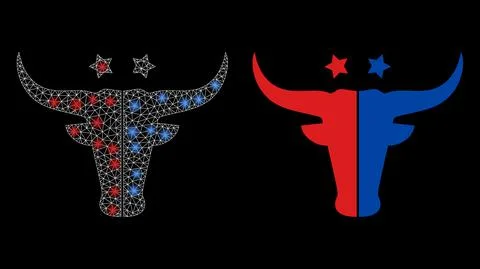 Polygonal Network Mesh American Beef Logo with Lightspots Stock Illustration