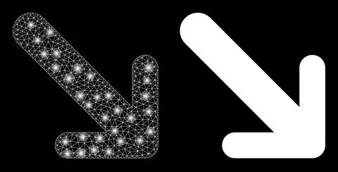Polygonal Network Mesh Arrow Down Right with Magic Stock Illustration
