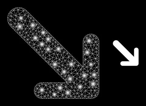 Polygonal Network Mesh Arrow Down Right with Magic Stock Illustration