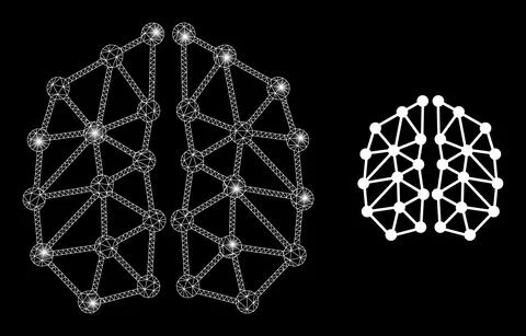 Polygonal Network Mesh Artificial Intelligence with Light Spots イラスト素材